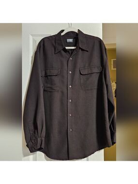 Knightsbridge Dark Brown Button Down Men's Shirt Size Large